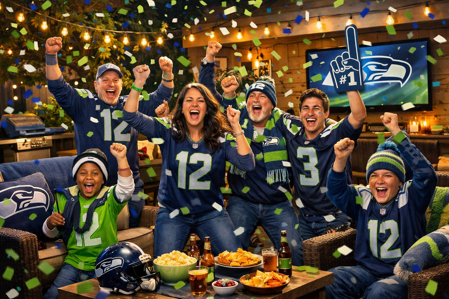 Seattle Seahawks are Super Bowl LX champions — celebrating victories big and small, where the spirit of the game lives in every home! 🏈🎉💚 #SuperBowlLX #Seahawks #HomeCelebration