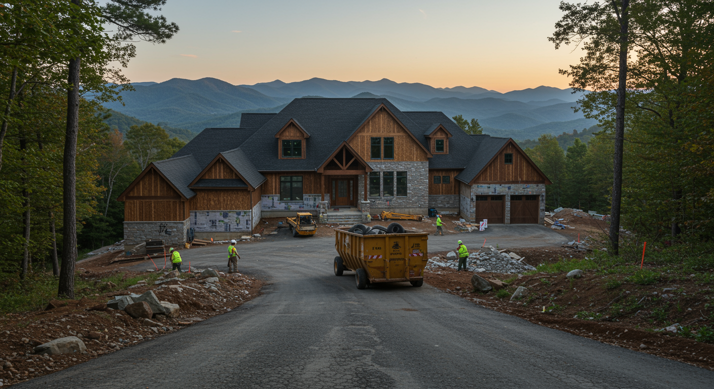 Most WNC remodel delays aren’t caused by construction—they’re caused by poor dumpster placement on steep, hard-to-access properties.